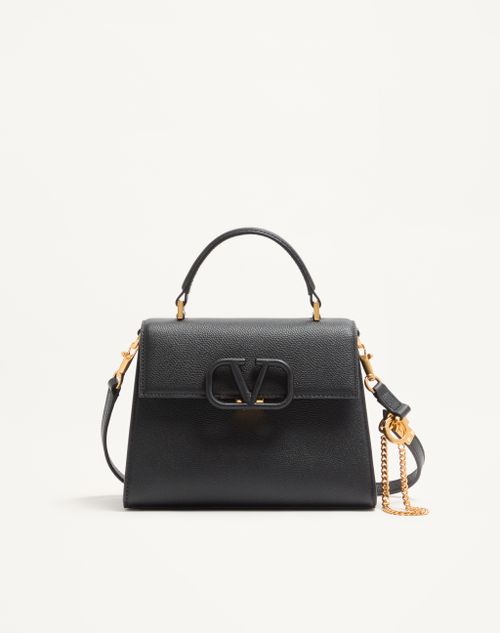 Valentino Garavani - Valentino Garavani Vsling Small Handbag In Grainy Calfskin - Black - Woman - Top Handle Bags